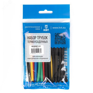 Набор термоусадочных трубок Колорит Мульти, состав: трубка ТУТ (HF)-4/2, 6/3, 8/4 с коэф.усадки 2:1, 30 шт в нарезке по 100мм, цвет трубок черный, красный, синий, белый, желтый, зеленый