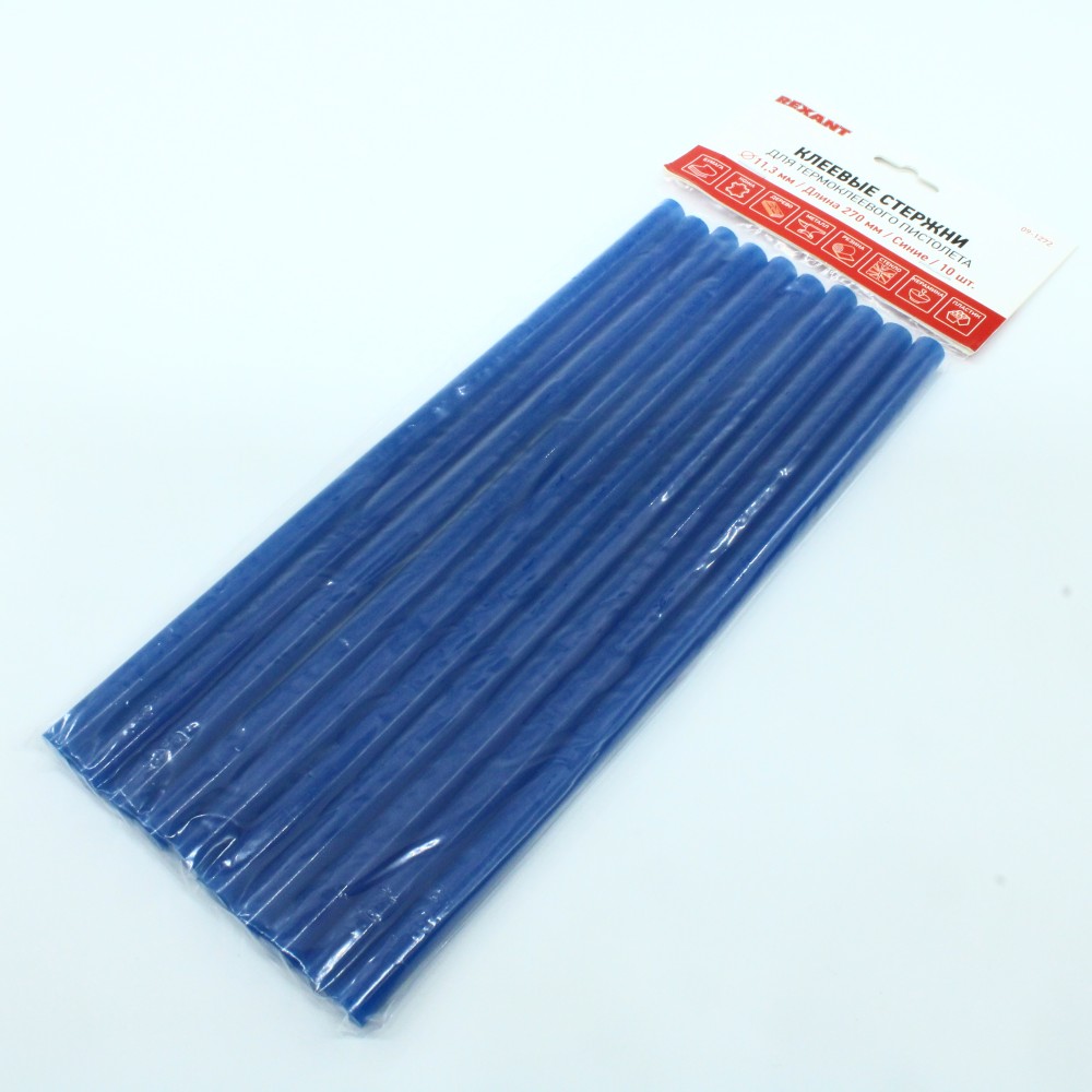 Изображение товара Стержни клеевые 11 мм 270 мм 10 шт синие Rexant