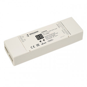 DALI-104-MIX-DT8-SUF, диммер DALI DT8 для MIX(CW+WW) светодиодных лент. 1 адрес устройства, 2 канала управления, 4 выхода (CW+WW) + (CW+WW), одноименные выходы управляются синхронно. Питание/выход DC 12-36V, ток нагрузки 4x5A, максимальная суммарная мощность нагрузки 240-720W.