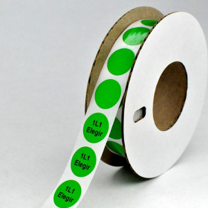 Маркировка круглая NPP-15/1-G, Маркировочная наклейка, для токоведущих шин и электрооборудования, диаметр 15 мм, цвет зеленый, Наклеек в ряду - 1, для принтера: RT200, RT230, в упаковке 1800 наклеек