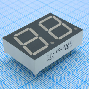 FYD-8021DUHR-21, 2-х разрядный индикатор 20,3мм/красный/640нм/30-60мкд/ОА