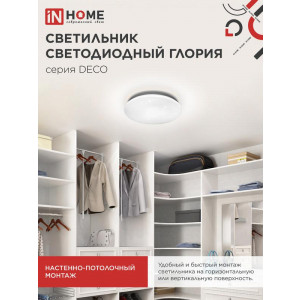 Светильник светодиодный DECO ГЛОРИЯ 36Вт 230В 6500К 3240лм 380х55мм 4690612025117