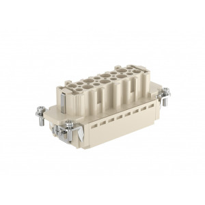 Розеточная контактная вставка HE-016-FS, Розеточная контактная вставка, пружинная фиксация, 16 полюсов + PE, типоразмер 16A, 500V, 16A, сечение обслуживаемых проводников 0,14-2,5 мм кв, тип покрытия контактов: серебро