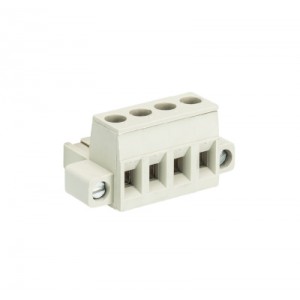 Розетка Wiecon 8213 B / 4 F OB, Розеточный разъем, угловой, на кабель, шаг: 5.08 мм, 4 полюса, фиксация провода винтовая, исполнение: с монтажными фланцами, без маркировки, 400V, 12А, цвет: серый