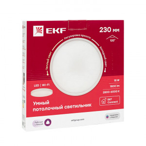 Умный потолочный светильник 230 мм 18W EKF Connect(кр.1шт) [sclwf-230-cct]