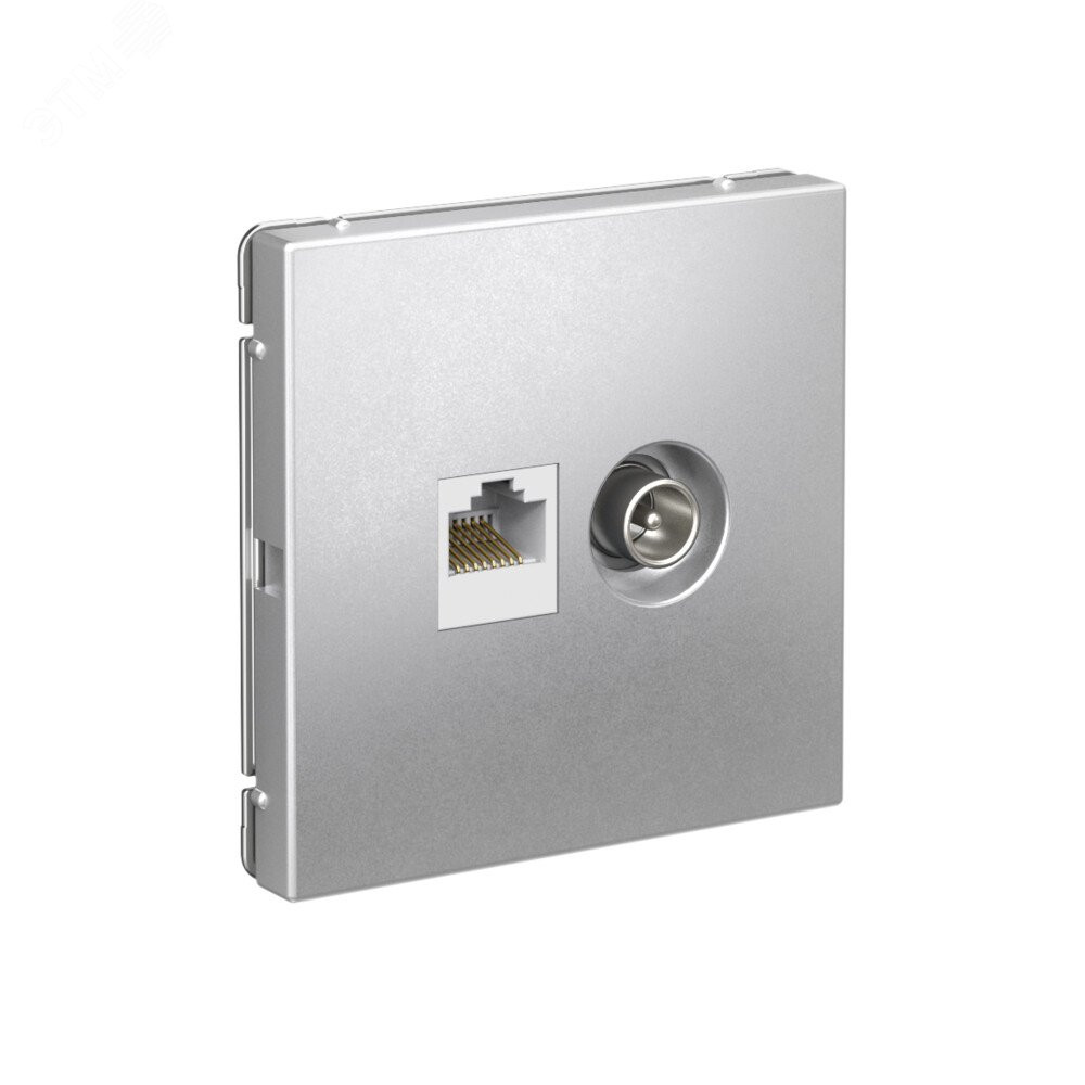 Изображение товара Двойная розетка ARTGALLERY ТВ и RJ45 категория 5Е алюминий,Systeme Electric