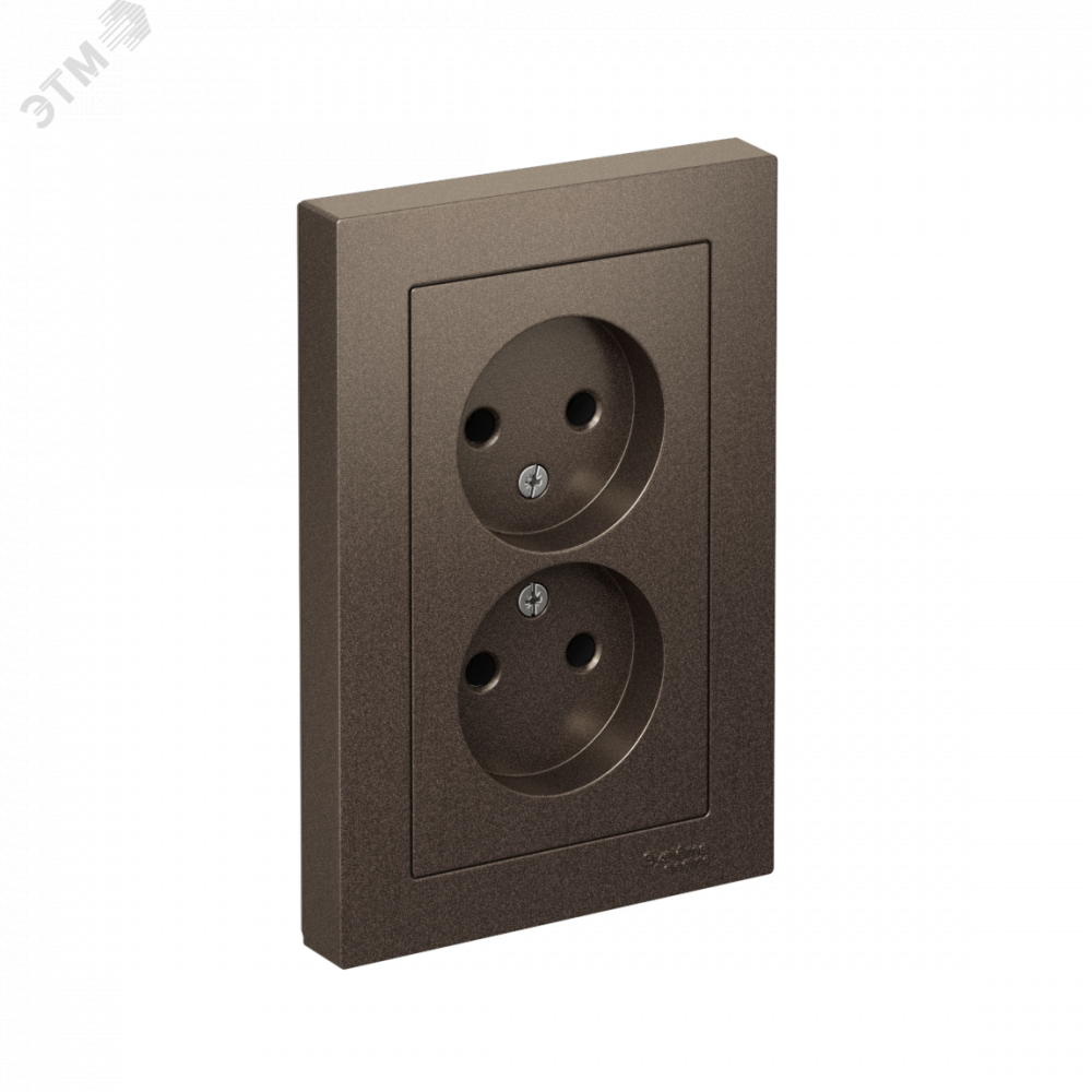 Изображение товара Розетка двойная AtlasDesign 16А IP20 без заземл в сборе мокко SE ATN000620