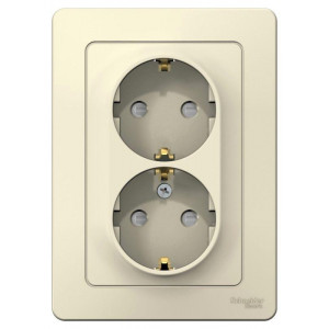 Розетка 2-м СП Blanca 16А IP20 250В с заземл. защ. шторки молоч. SE BLNRS001122