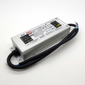 ELG-75-C350A-3Y, AC-DC, 74.9Вт, IP65, вход 100…305В AC, 47…63Гц/142…431В DC, ККМ, выход 107…214В/350мА, изоляция 3750В AC, в кожухе 180х63х35.5, -40…+85°С (корпус), рег. выхода, с проводом заземления