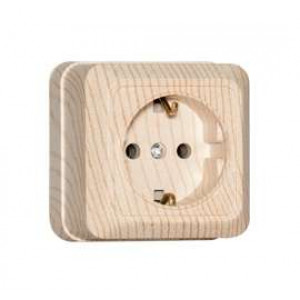 Розетка 1-м ОП Олимп 16А с заземл. сосна 5560902