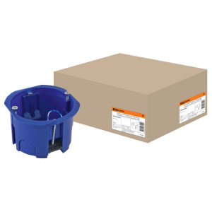 Установочная коробка СП D65х45мм, саморезы, пл. лапки, синяя, IP20, SQ1403-8022