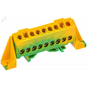 TEKFOR Шина PE земля в комбинированном DIN-изоляторе Стойка 6х9-9-ЖЗ IEK TF-NN10-09-DP-K52