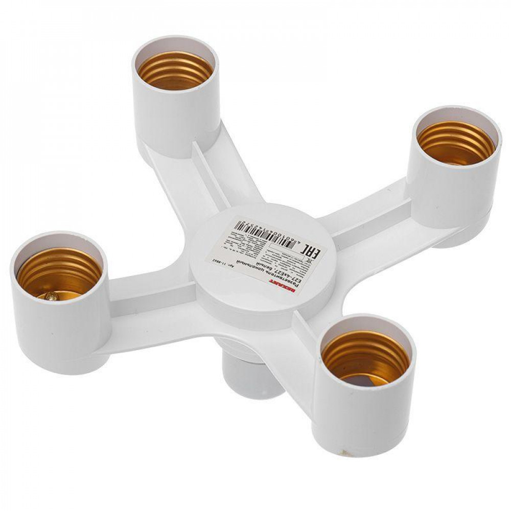 Изображение товара Разветвитель цокольный E27-4хE27 белый Rexant