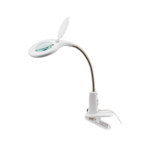 Лупа настольная 3D+12D, с подсветкой 60 LED, прищепка,крышка, белая