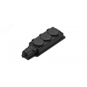 Колодка MultiSet 3х розетка 2К+З 16А/250В IP44 каучуковая черн. SE MST4103BK
