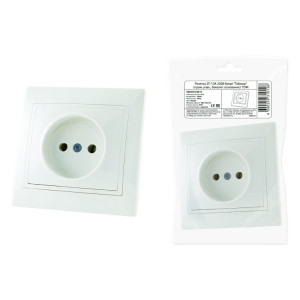 Розетка 2П 10А 250В белая "Таймыр" (пром. упак., бакелит. основание) SQ1814-0511