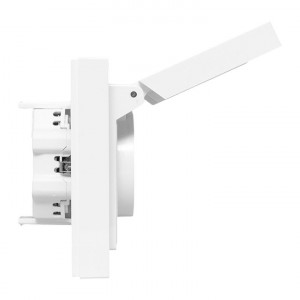 Механизм розетки двойной, 16А, IP44, с заземлением, со шторками, с рамкой, с крышками, белый Эпика EKF UP1-SOW-211-44