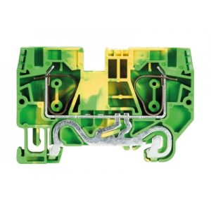 Заземляющая клемма WKFN 6 SL/35, Заземляющая клемма, тип фиксации провода: пружинный, номинальное сечение: 6 мм кв., 41A, 800V, ширина: 8 мм, цвет: желто-зеленый, тип монтажа: DIN35