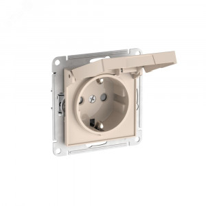 ATLASDESIGN РОЗЕТКА с заземлением со штораками с крышкой, 16А,IP20,мех., быстрозажимные клеммы, БЕЖЕВЫЙ ATN000246S
