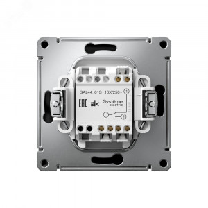 ARTGALLERY 1-клавишный ПЕРЕКЛЮЧАТЕЛЬ IP44, 10АХ,  механизм, быстрозажимные клеммы, КАРБОН GAL441061S