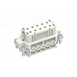 Розеточная контактная вставка SA-010-F, Розеточная контактная вставка, винтовая фиксация, 10 полюсов + PE, типоразмер 10A, 400V, 16A, сечение обслуживаемых проводников 1,0-2,5 мм кв, тип покрытия контактов: серебро