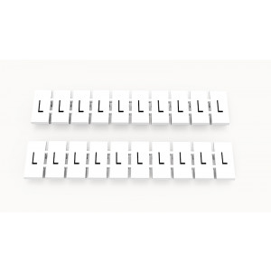 Маркировка (полоска) ZB6-10P-19-57Z(H), Кассета с маркировочными шильдиками, для клемм сечением 4 мм.кв., верхняя, 10 шильдиков, нанесенные символы: L, с вертикальным расположением, размер шильдика: 5,55 х 10,7 мм, цвет: белый