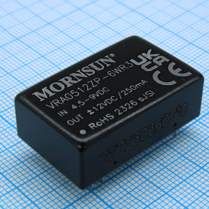 VRA0512ZP-6WR3, Преобразователь DC/DC на печатную плату 6Вт вход 5В, выход ±12В, 250мА (THT)