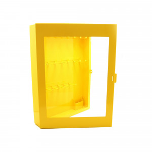 gwrZAM60, Станция замковая стальная на 60 замков, сталь 1.5 мм, 400х560х80мм, количество крюков внутри – 20, карман для бирок - 1, цвет – желтый, 1 шт/упак