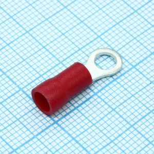 RV1.25-4S RED, наконечник кабельный кольцевой с изоляцией d=4.3мм, сеч. пров.0.5-1.5мм2