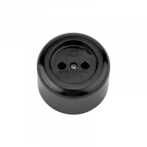 Розетка штепсельная карболитовая открытой уст. б/з 16А черн. 11-8980