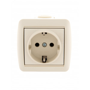 Розетка 1-м ОП Nata 16А IP20 с заземл. керамика крем. 710-0300-122