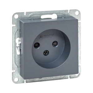 Механизм розетки, 16А, без заземления, со шторками, графит Эпика EKF UP1-SOG-101