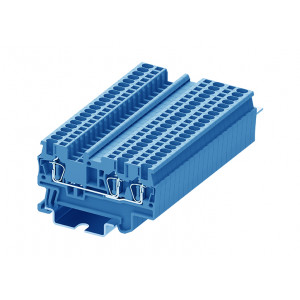Проходная клемма TC1.5-3-BU, Проходная клемма, 3 точки подключения, тип фиксации провода: пружинный, номинальное сечение: 1,5 мм кв., 17,5A, 500V, ширина: 4,2 мм, цвет: синий, тип монтажа: DIN35