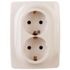 12-2106-02 Розетка 2X2P+E Schuko, 16A-250В, IP20, 2, слоновая кость (10/100/1600) Б0031229