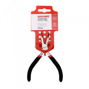 Тонкогубцы изогнутые мини 120мм никелированные, авторазжим, обливные рукоятки 12-4603