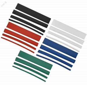 Набор трубок термоусадочных тонкостен. ТТУ 2/1; 4/2; 6/3; 8/4 (З; С; К; Ч) 20х8см разноцвет. UDRS-D2-D8-10-3