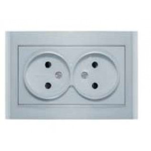 Розетка 2-м СП Бриллиант 16А IP20 без заземл. защ. шторки серебр. 7949773