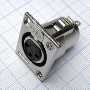 CANNON 28 3F, Аудио разъём XLR - розетка приборная, 3 контакта, цвет - серебристый