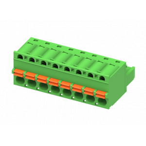 Розеточный разъем на кабель MC-RJ5.0H10P-0001, Розеточный разъем, прямой, на кабель, шаг: 5.0 мм, 10 полюсов, фиксация провода Push-in, исполнение: стандартное, 320V, 12A, цвет: зеленый
