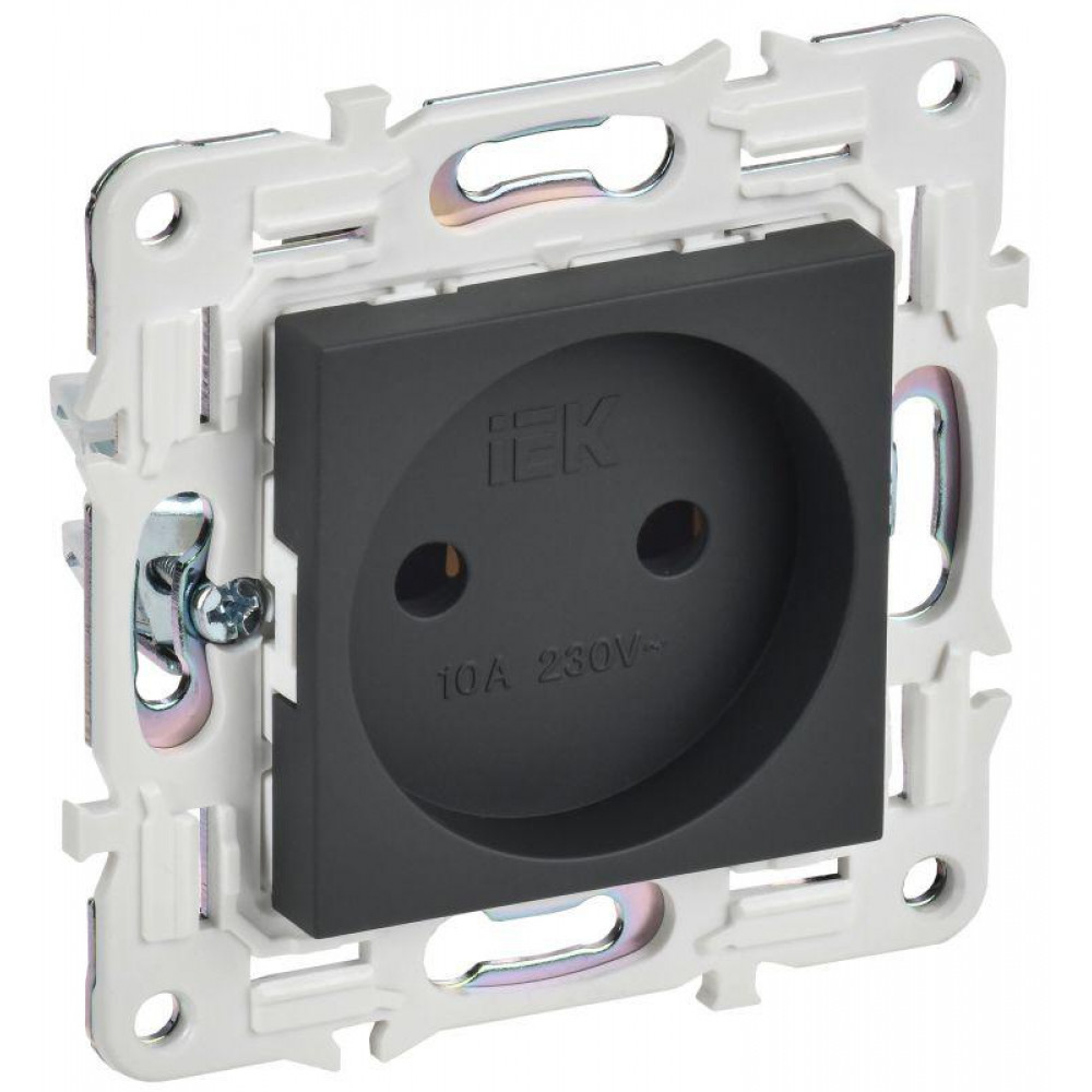Изображение товара Розетка без заземления с IP44 10А графитовая SKANDY IEK SK-R02G