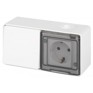 Блок розетка с выключателем Эксперт 11-7501-01 IP55 16А (10AX)-250В ОУ бел. Эра Б0063288