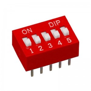 L-KLS7-DST-05-R-00, DIP-переключатель 5 групп красный монтаж в отверстие шаг 2.54мм 0.025A 24В с выступающим движком