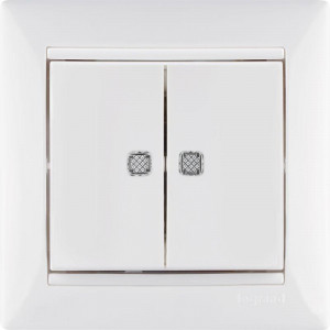 Выключатель 2клав 10A подсв БЕЛ VLN 774428