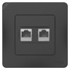 Изображение товара BLANCA скрытой установки розетка двойная компьютерная+телефон, антрацит BLNIS045116