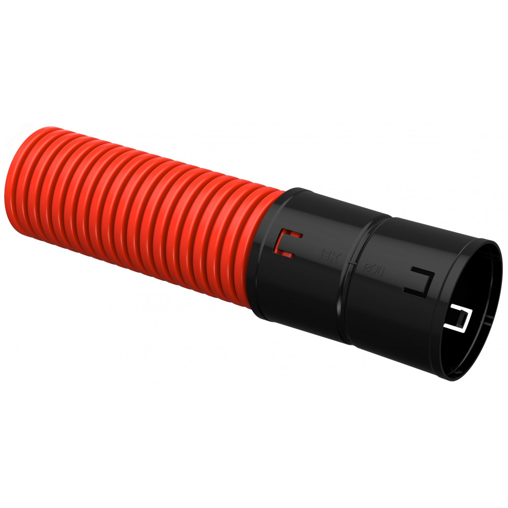 Изображение товара Гофрированная двустенная труба ПНД 90мм красная 100м IEK CTG12-090-K04-100-R