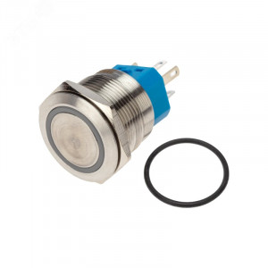 A22-A1-250V с зеленой подсветкой, Кнопка антивандальная с подсветкой 250В d22 5A 250B (6c) (ON)-OFF/(OFF)-ON