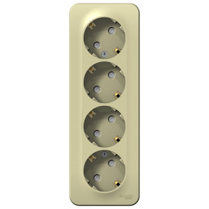 Розетка 4-м ОП Blanca 16А IP20 250В с заземл. защ. шторки с изолир. пластиной беж. SE BLNRA011417