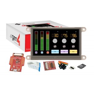 SK-gen4-43DT-SB-AR, Средства разработки визуального вывода Starter Kit for gen4-uLCD-43DT-SB-AR with 4D Arduino Adaptor Shield-II, 4D-UPA, 4GB Industrial microSD Card, 150 mm FFC Cable, 5-way female-to-female ribbon cable with male-to-male adaptor