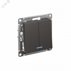 Выключатель 2-кл. AtlasDesign (сх. 5а) 10AX с подсветкой механизм базальт SE ATN001453