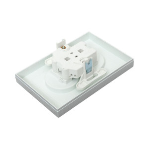 Механизм розетки двойной, 16А, без заземления, со шторками, с рамкой, алюминий Эпика EKF UP1-SOA-201